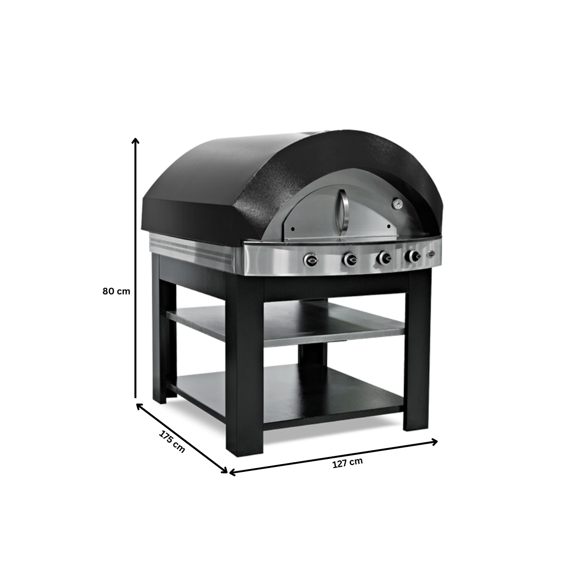 Cuptor profesional pentru pizza, cu samota si alimentare pe gaz, capacitate 12 pizza 30 cm - Negru - 8