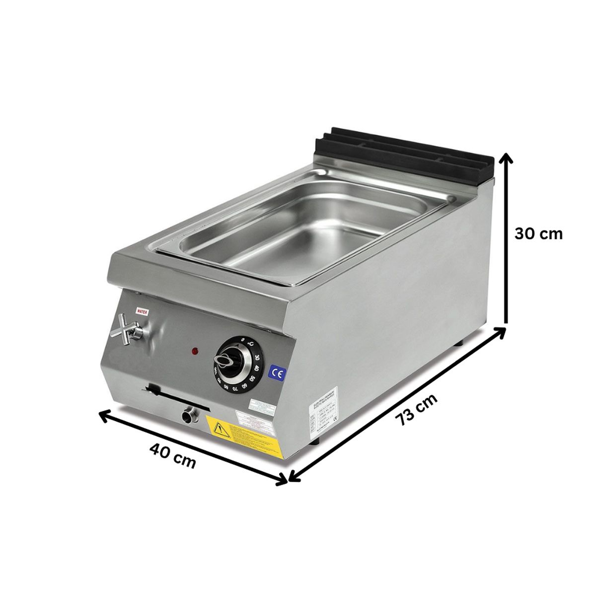 Bain marie profesional, electric, inox, 1 bazin, 40*73*30 cm - 1