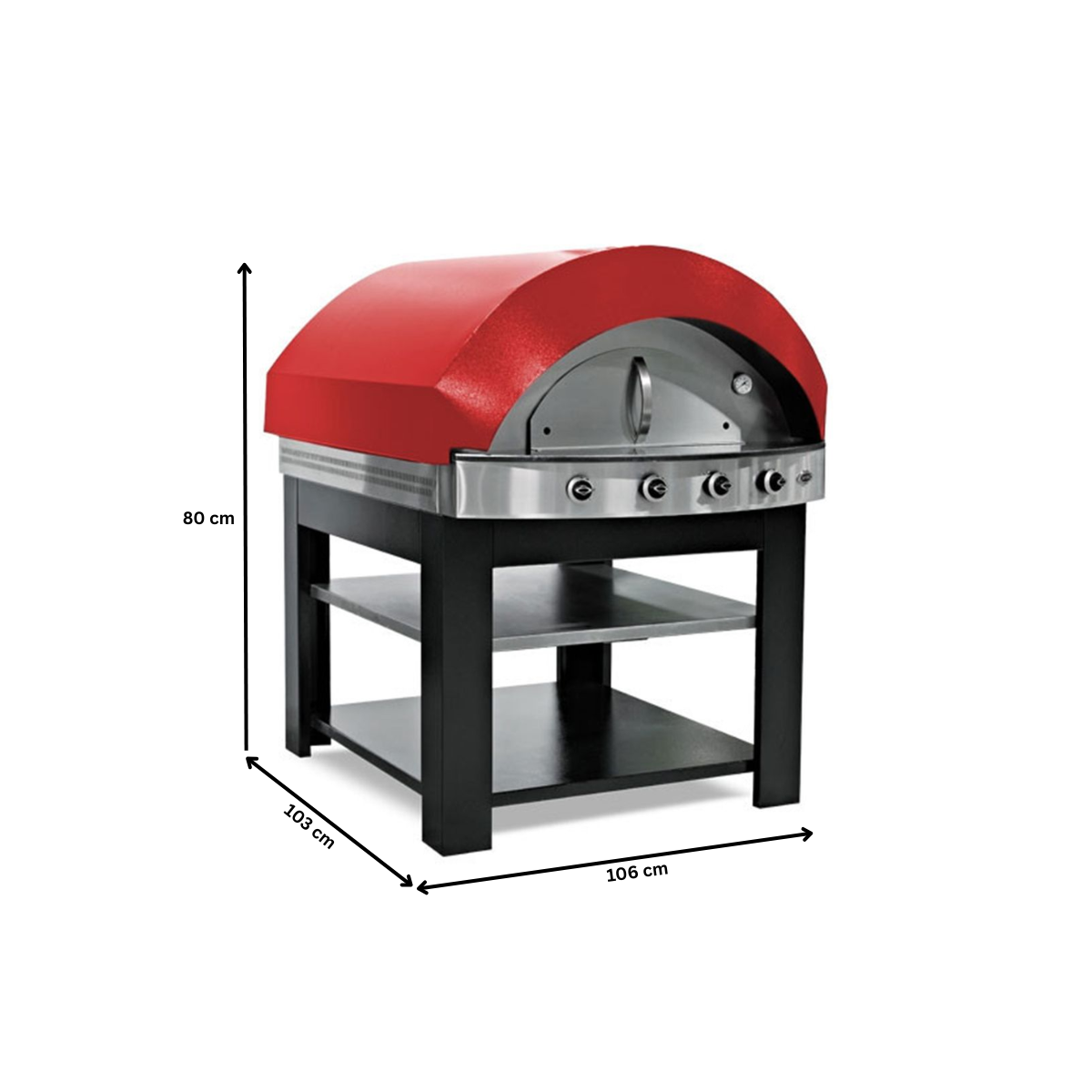 Cuptor profesional pentru pizza, cu samota si alimentare pe gaz, capacitate 4 pizza 30 cm - Rosu - 6
