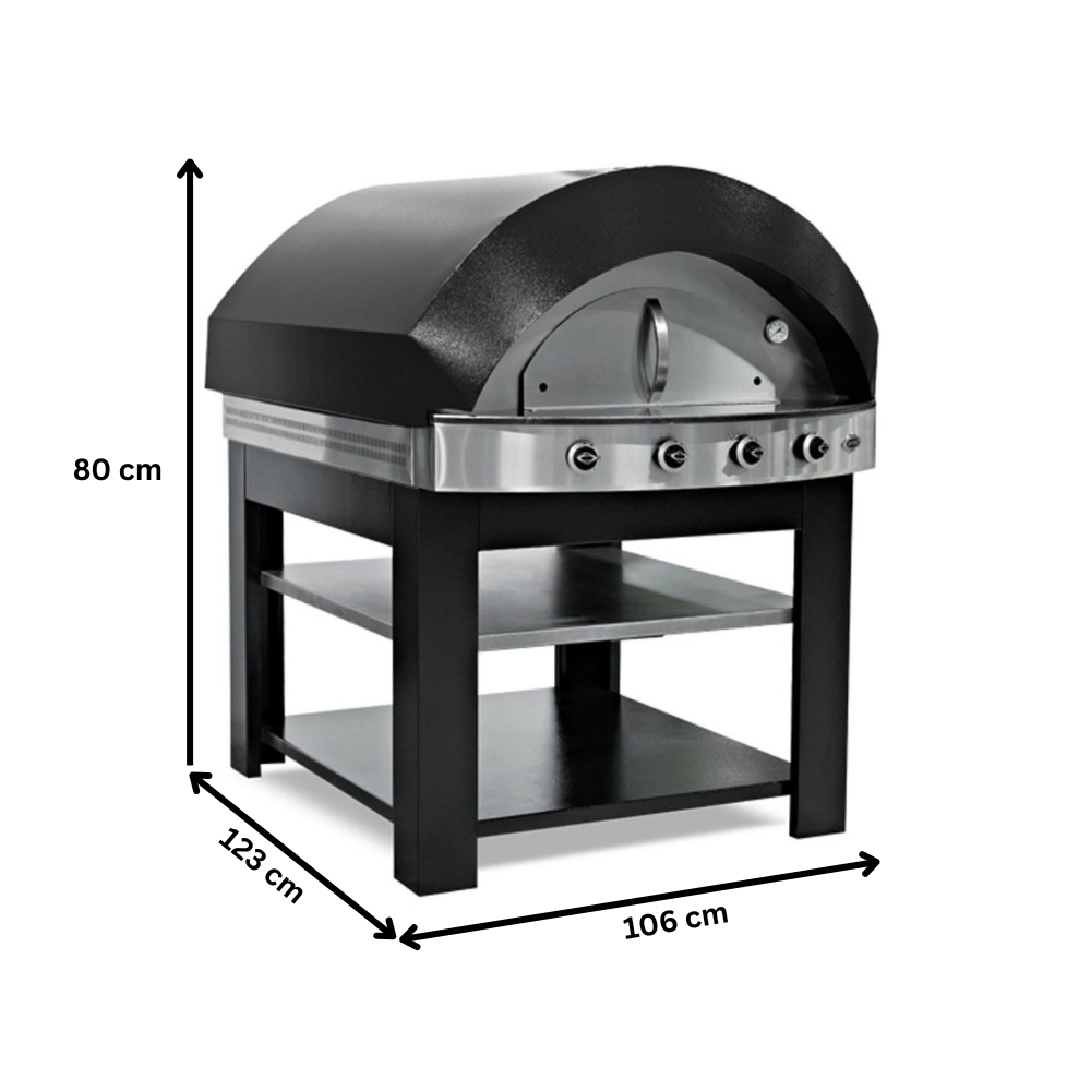 Cuptor profesional pentru pizza, cu samota si alimentare pe gaz, capacitate 6 pizza 28 cm - Negru - 7