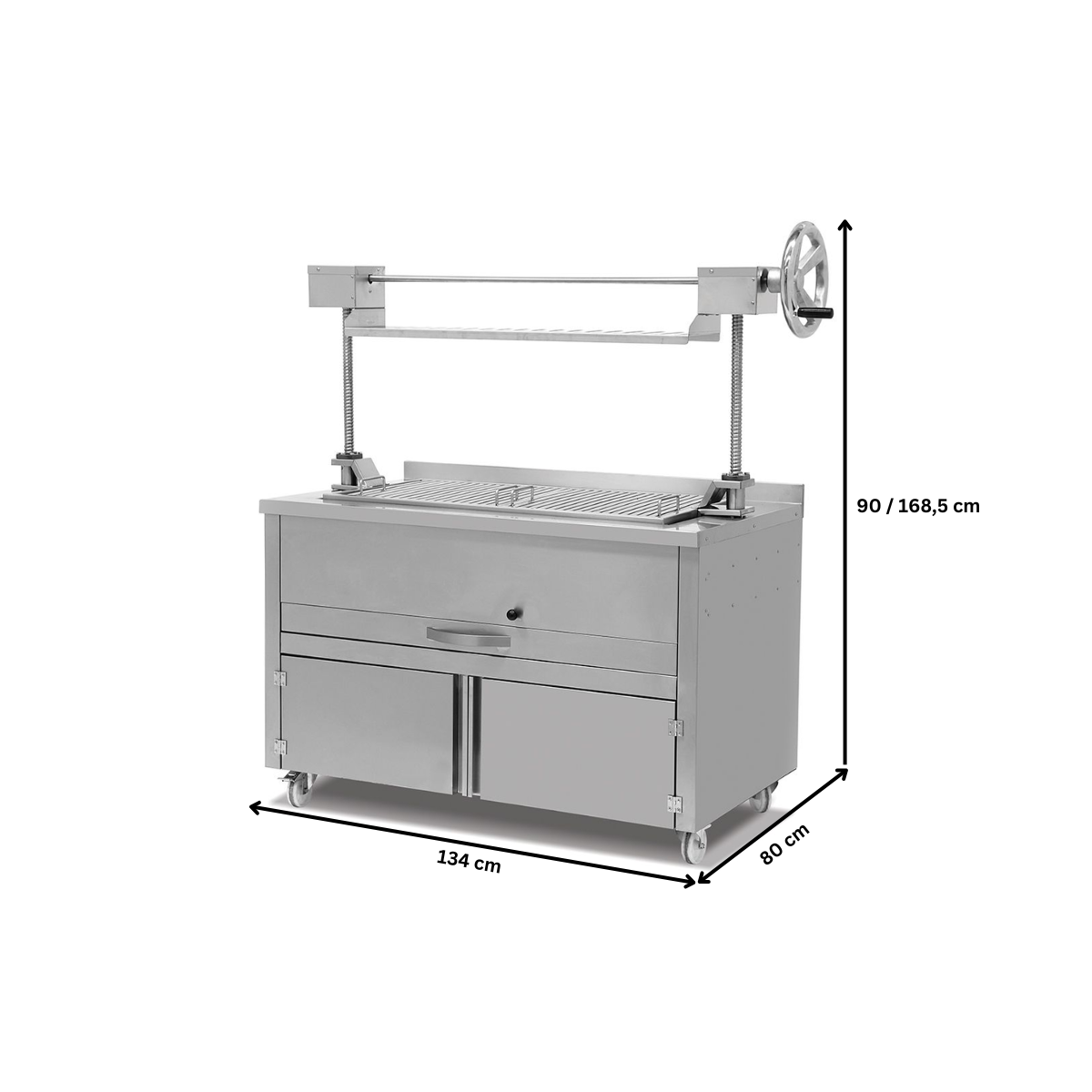 Grill profesional pe carbuni naturali, 134*80*90/1685 cm - 1