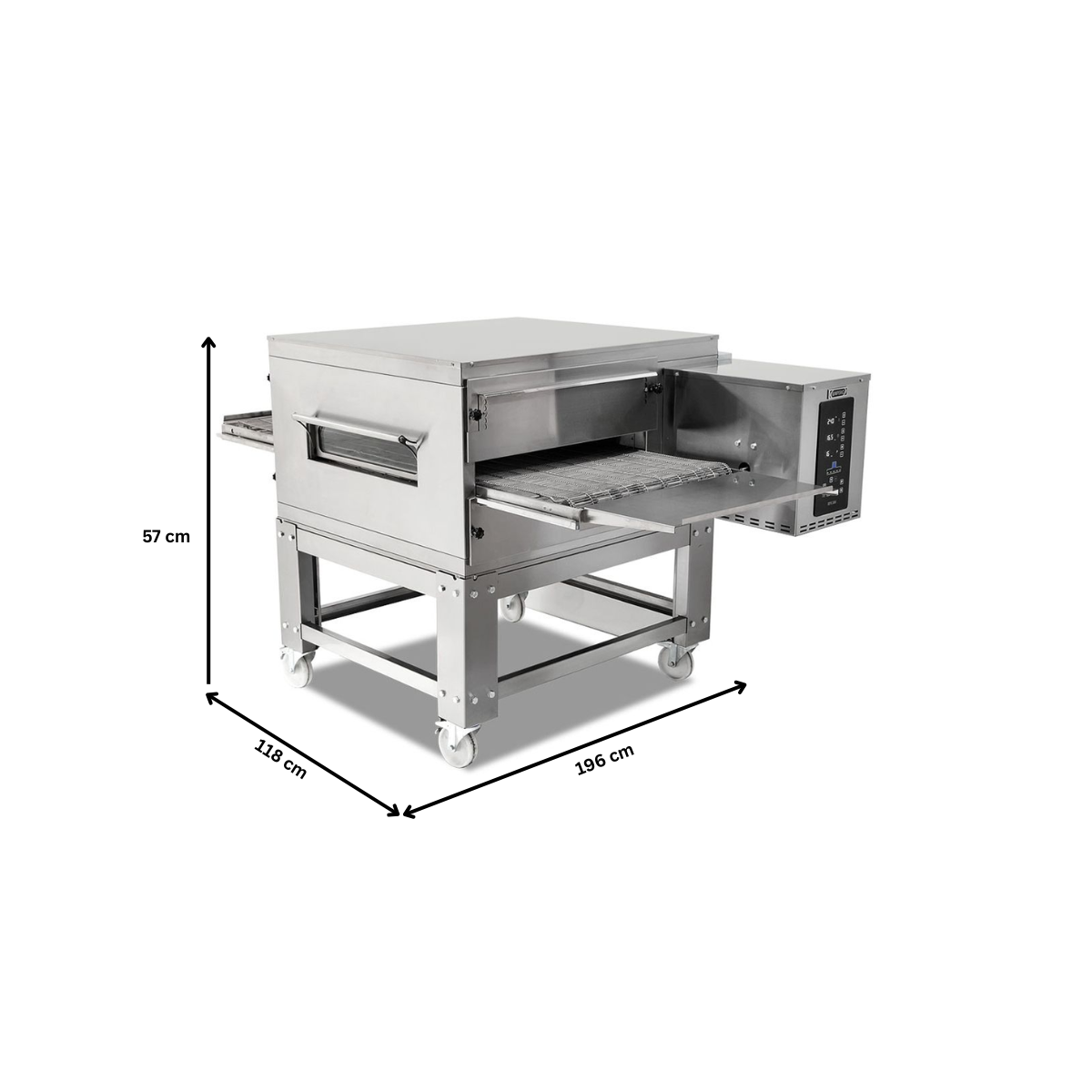 Cuptor profesional cu banda, pentru covrigi si pizza, pe gaz, inox, banda 61*157 cm - 2