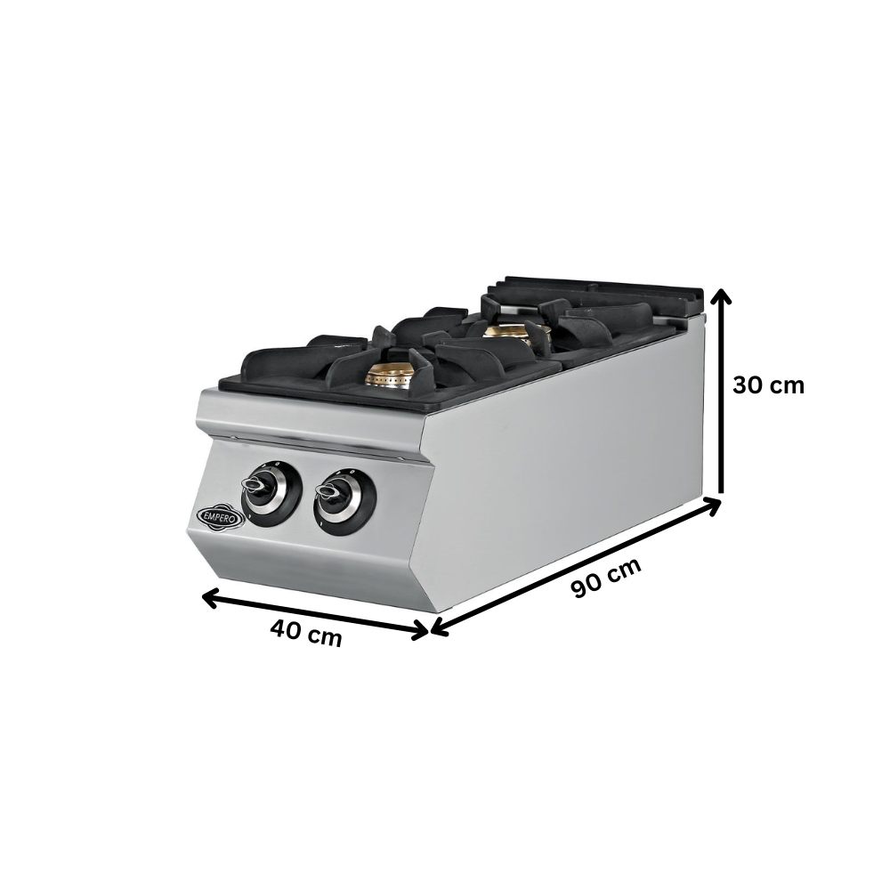 Masina de gatit pe gaz, inox, cu 2 arzatoare PLUS, 40*90*30 cm - 1