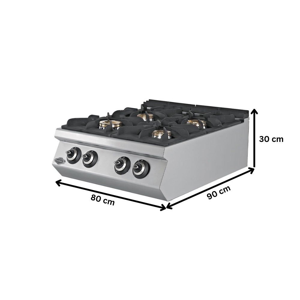 Masina de gatit pe gaz, inox, cu 4 arzatoare PLUS, 80*90*30 cm - 1