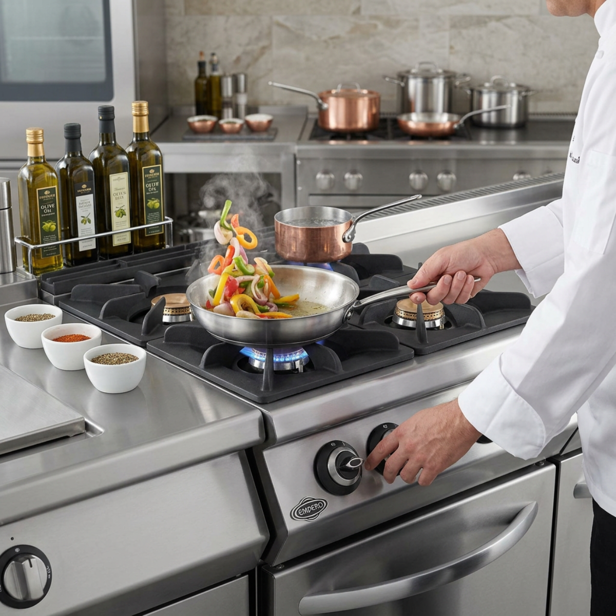 Masina de gatit pe gaz, inox, cu 4 arzatoare PLUS, 80*90*30 cm - 2