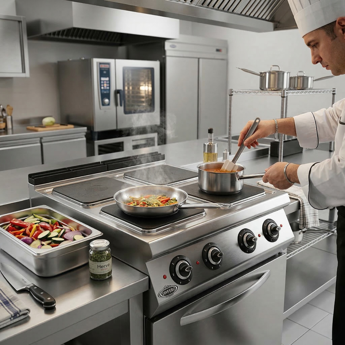 Masina de gatit electrica, inox, cu 4 plite PLUS, 80*90*30 cm - 2