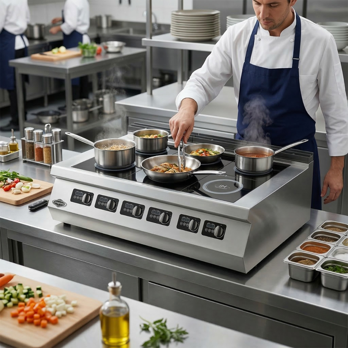 Masina de gatit electrica, inox, cu 6 plite cu inductie PLUS, 120*90*30 cm - 5