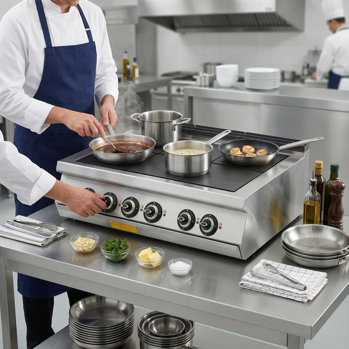 Masina de gatit electrica, inox, cu 6 plite PLUS, 120*90*30 cm - 2