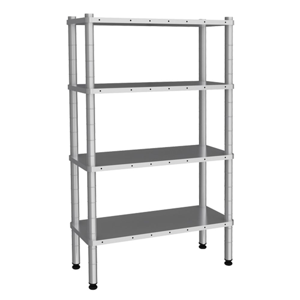 Raft depozitare cu 4 polite netede din inox AISI 304 - 61*76 cm - 0