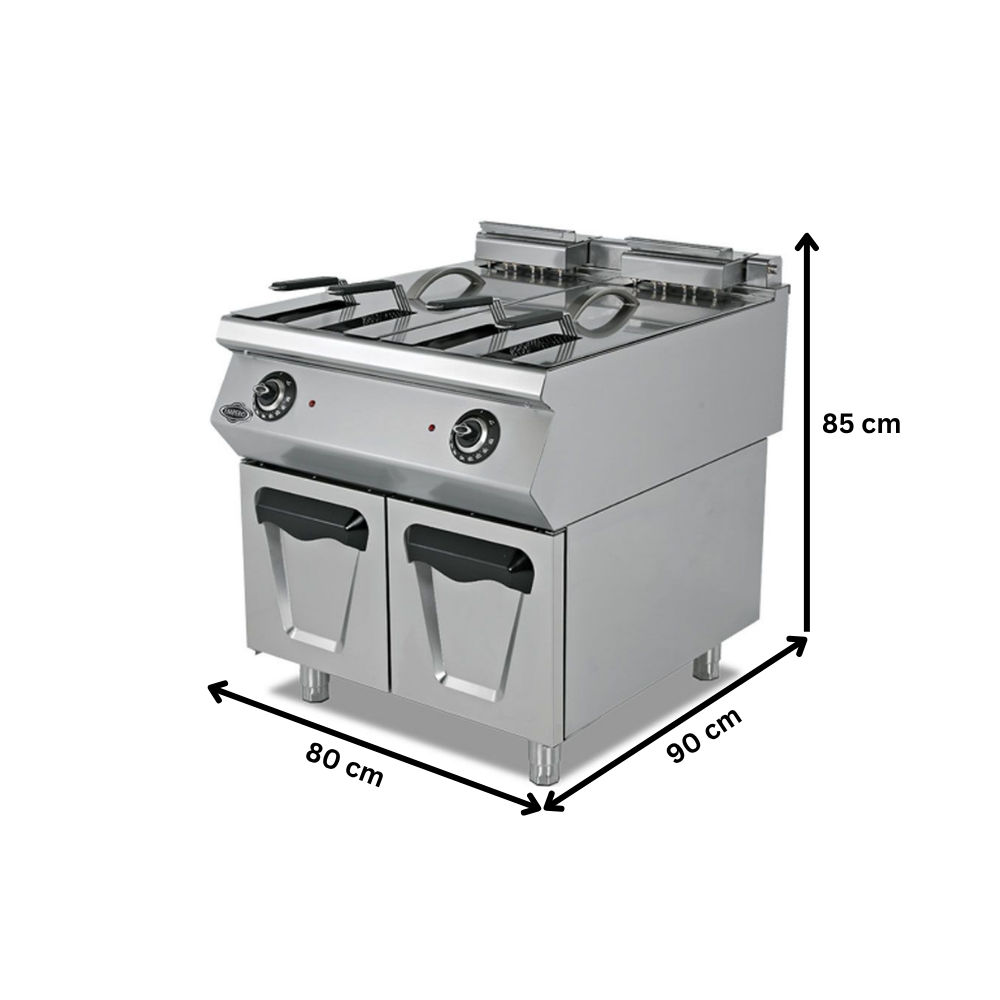 Friteuza electrica profesionala, inox, cu 2 cuve, 2*24 lt - 1