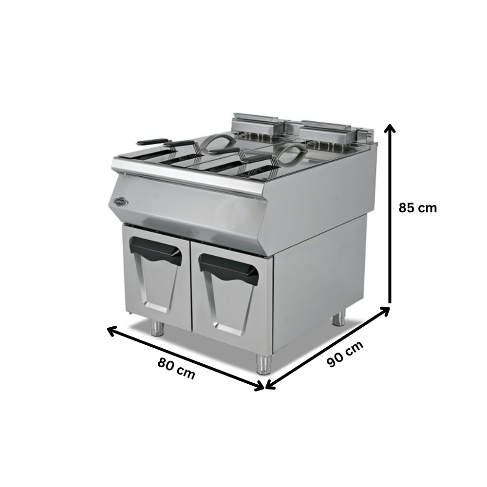 Friteuza gaz profesionala, inox, cu 2 cuve, 2*23 lt - 1