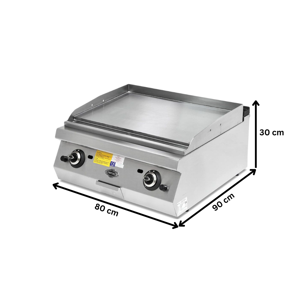 Grill pe gaz profesional, inox, cu suprafata neteda PLUS, 80*90*30 cm - 1