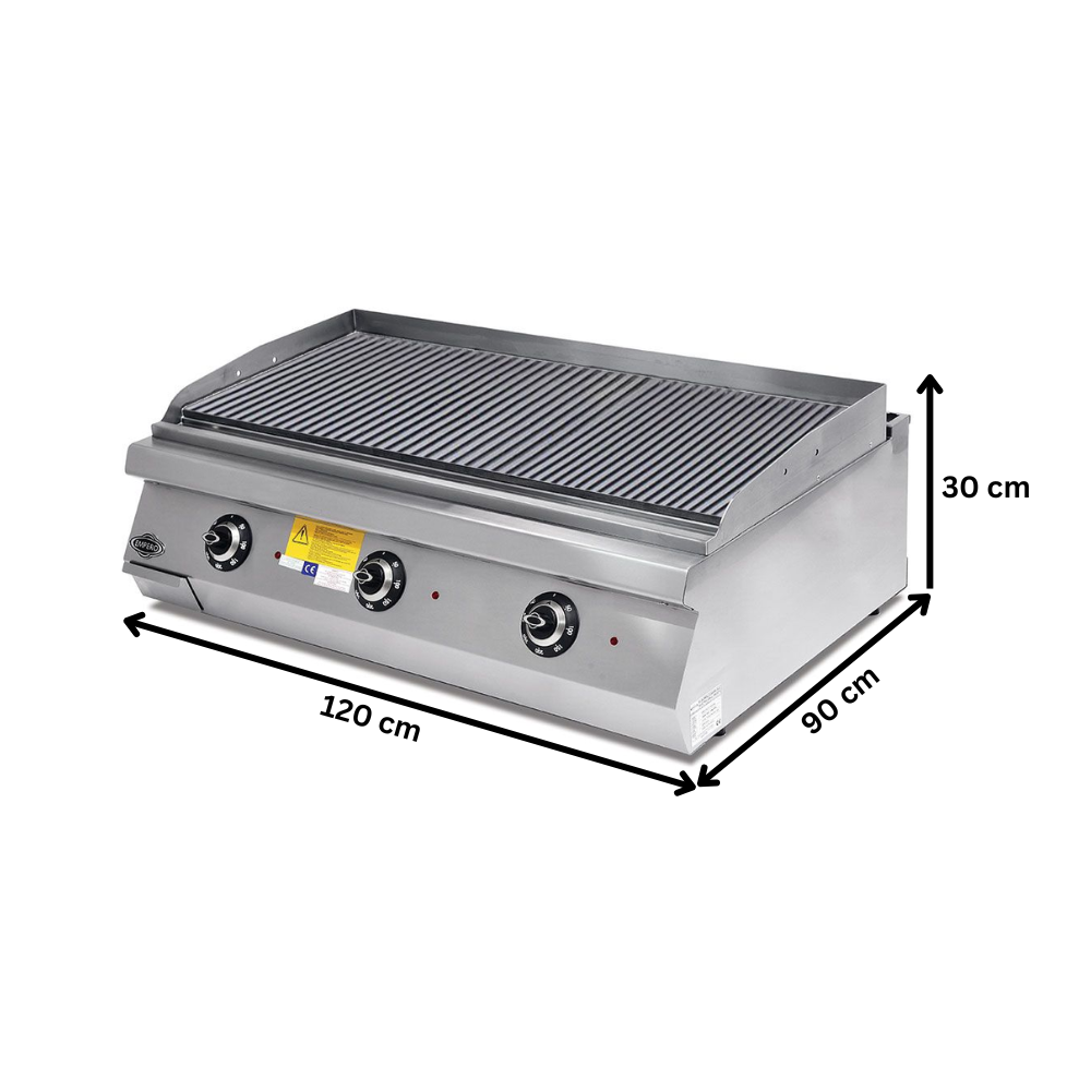 Grill electric profesional, inox, cu suprafata striata PLUS, 120*90*30 cm - 1