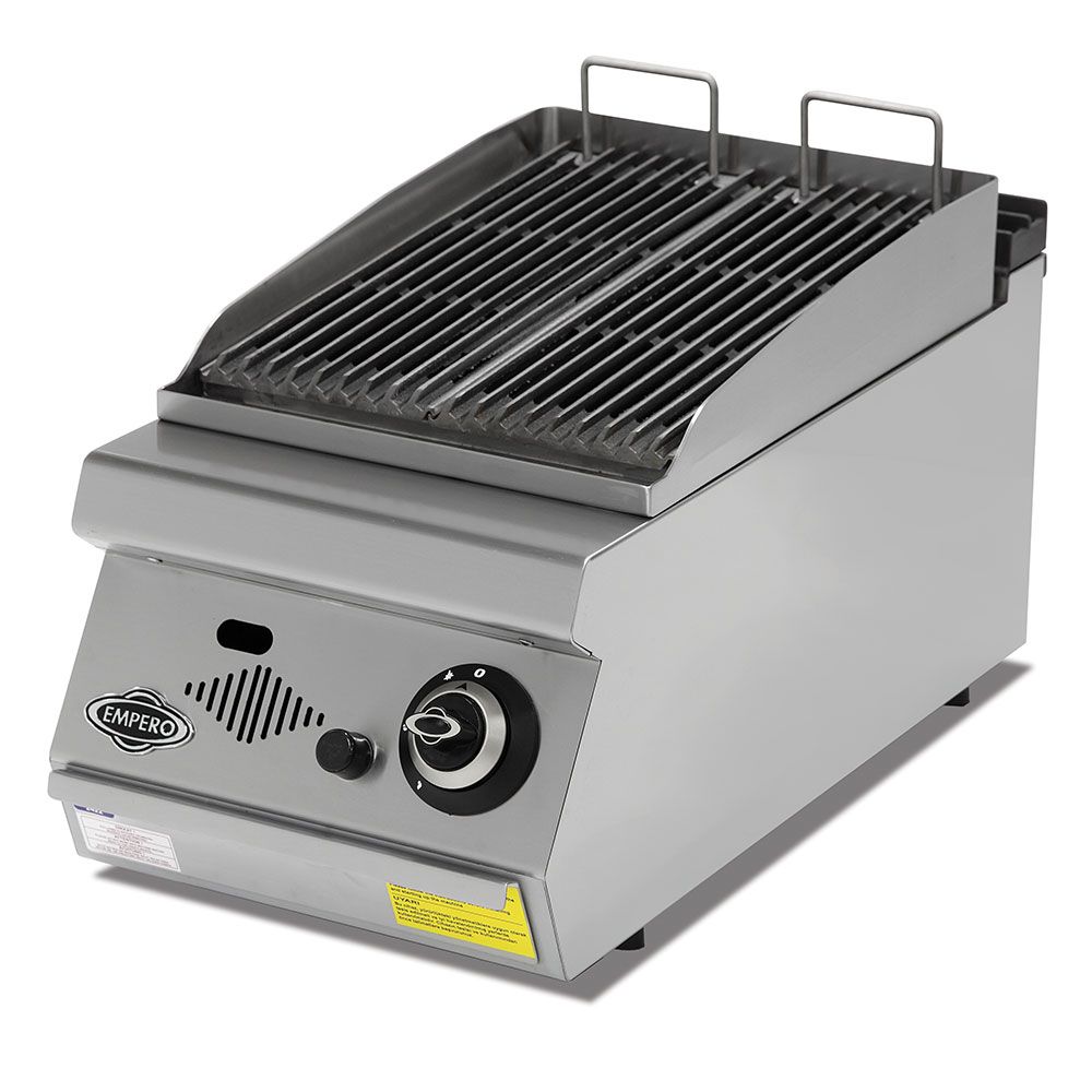 Grill pe gaz profesional, inox,  cu suprafata striata fixa, 40*90*30 cm - 0