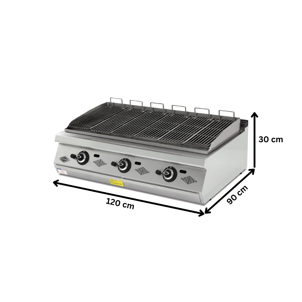 Grill pe gaz profesional, inox, cu steamer PLUS, 120*90*30 cm - 1