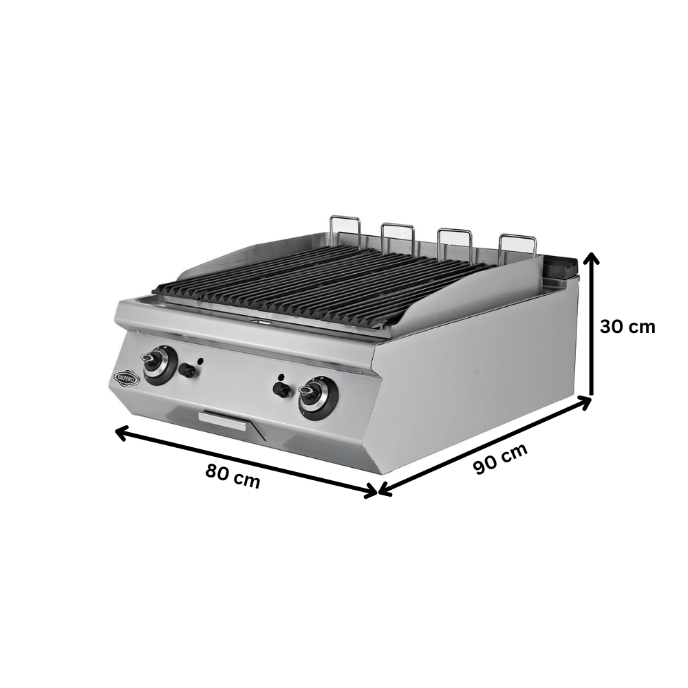 Grill pe gaz profesional, inox, cu roca vulcanica PLUS, 80*90*30 cm - 1