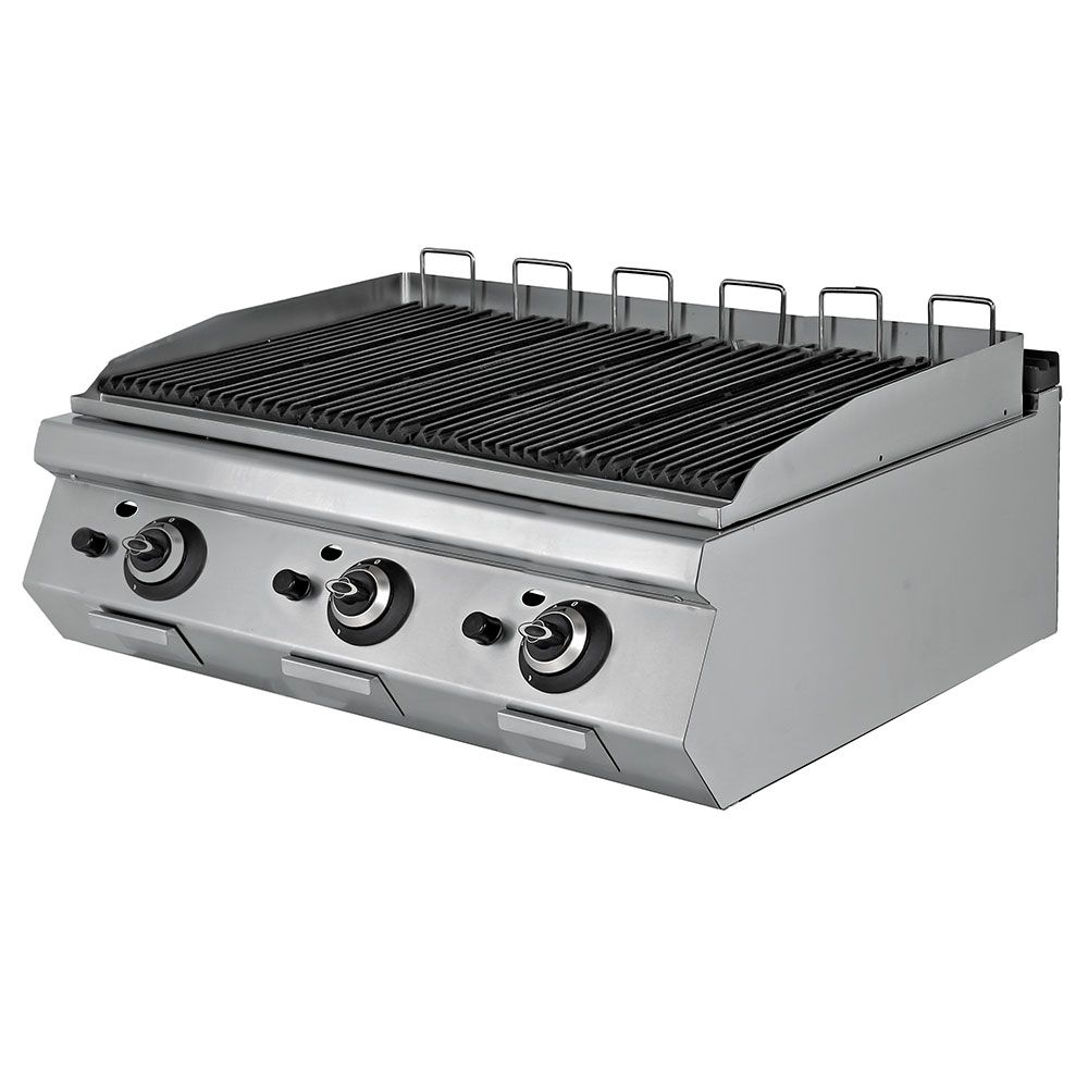 Grill pe gaz profesional, inox, cu roca vulcanica PLUS, 120*90*30 cm - 0