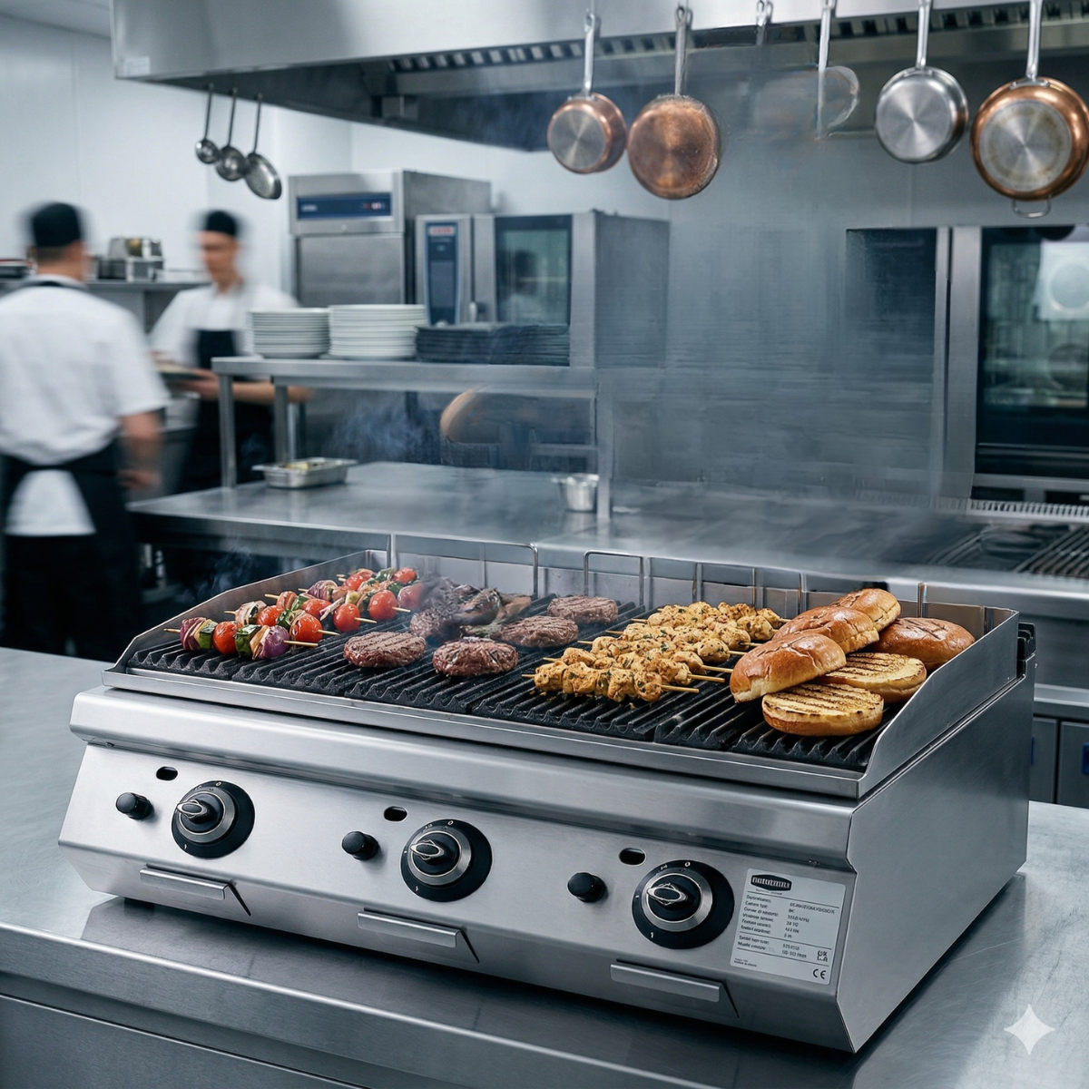 Grill pe gaz profesional, inox, cu roca vulcanica PLUS, 120*90*30 cm - 2