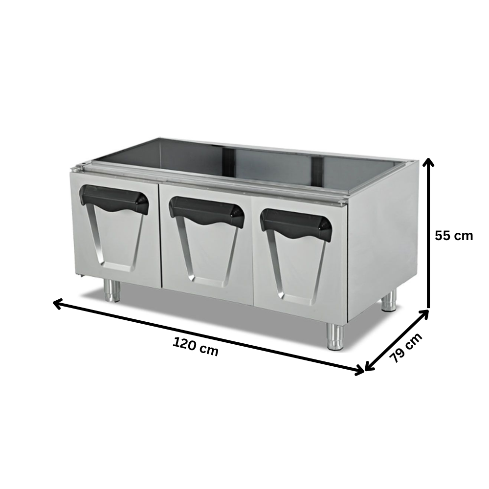 Dulap neutru triplu cu usi batante PLUS, inox, 120*79*55 cm - 1