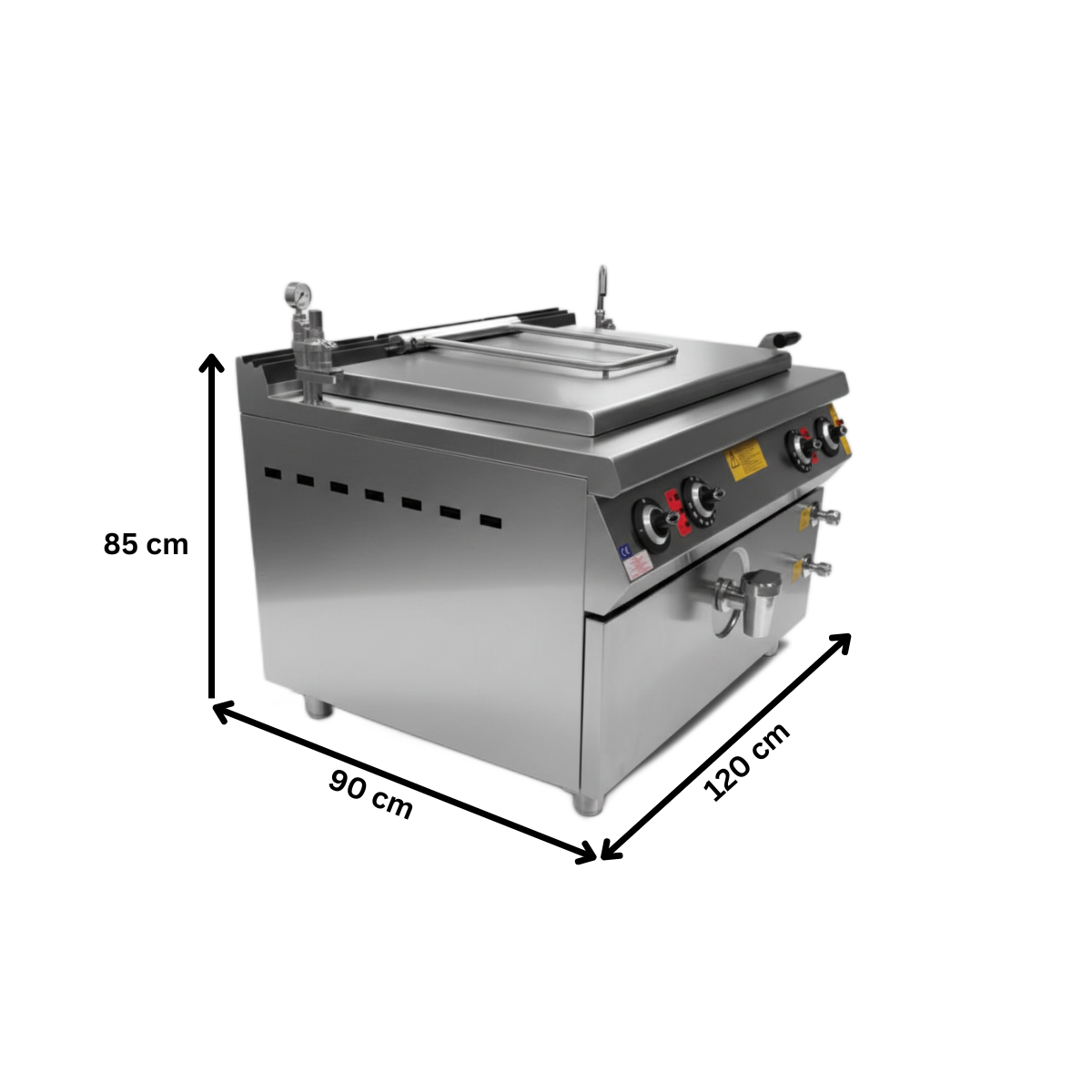 Marmita pe gaz, profesionala, inox, 250 lt, incalzire indirecta, 120*90*85 cm - 3