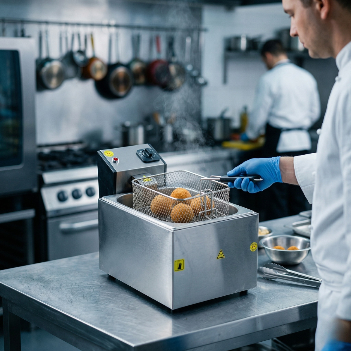Friteuza electrica profesionala de banc cu robinet, 1 cuva, 5 lt, 3.2 kW, 27*44*30 cm - 2