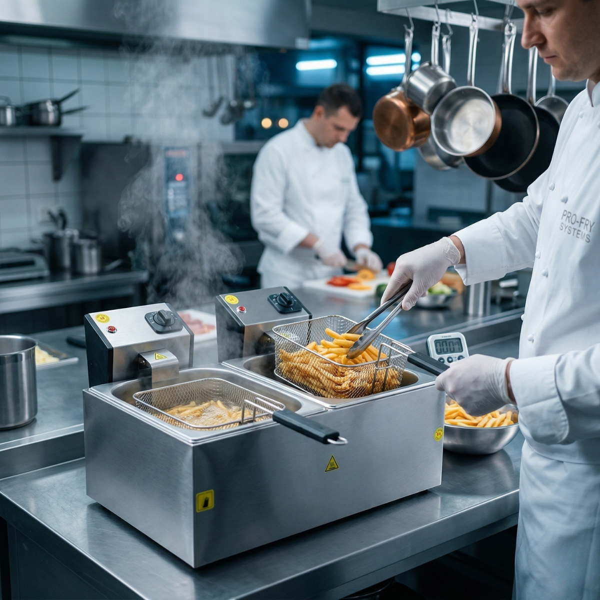 Friteuza dubla profesionala de banc cu robinet, 2 cuve 5+5 lt, 6.4 kW, 53*44*30 cm - 2