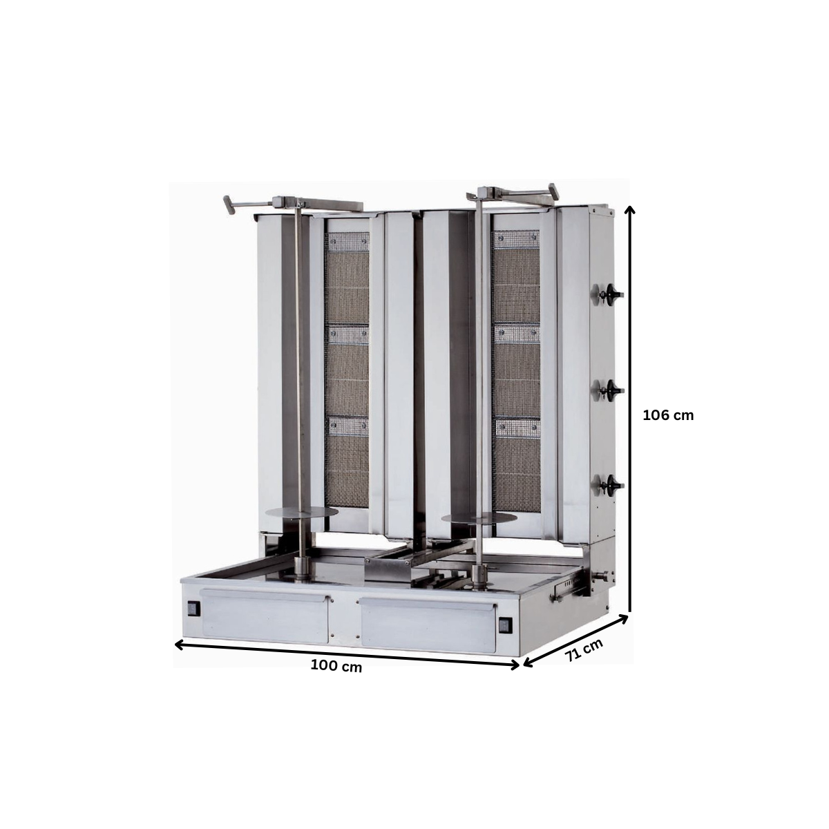 Aparat shaorma kebab pe gaz KALITEGAZ cu 4+4 arzatoare - 2