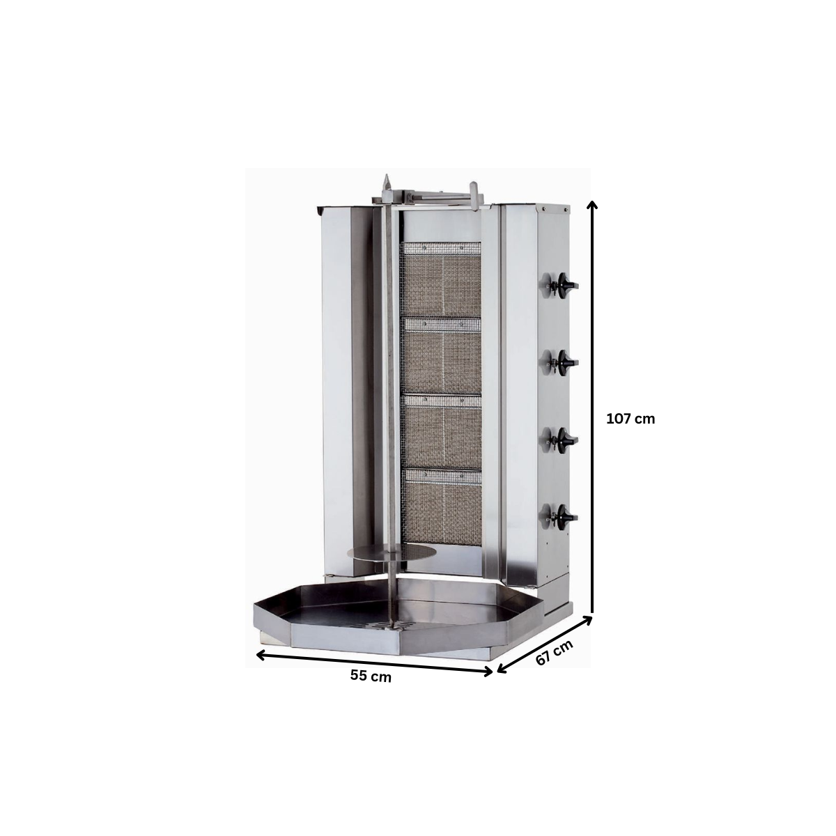 Aparat shaorma kebab pe gaz KALITEGAZ cu 5 arzatoare fara motor - 2