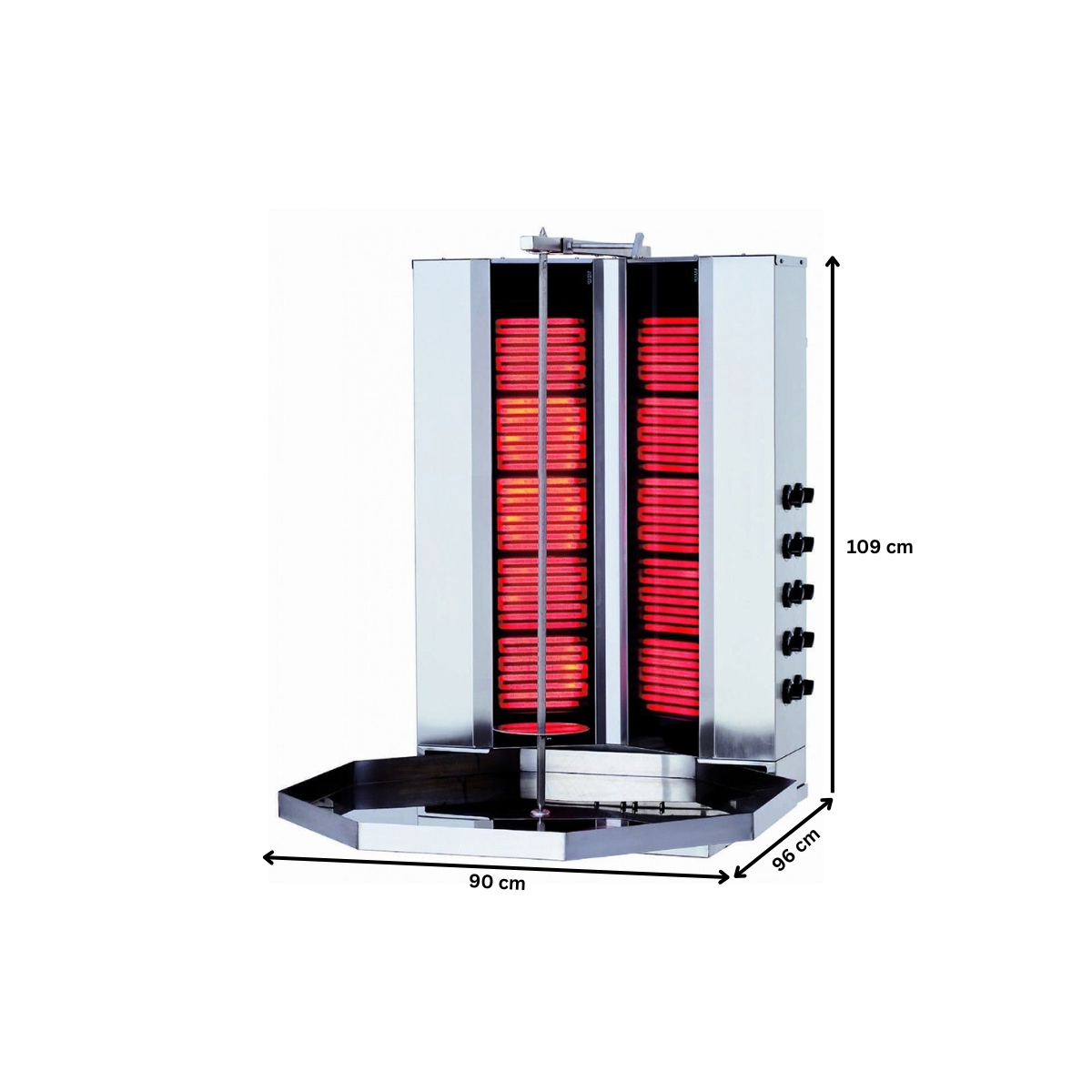 Aparat shaorma kebab electric KALITEGAZ cu 5+5 arzatoare fara motor - 2