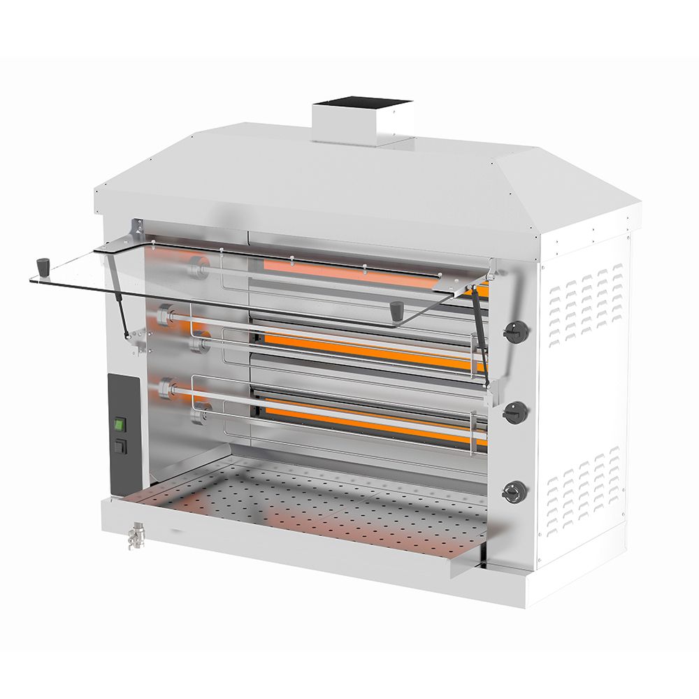 Rotisor profesional pe gaz cu 5 tepuse, 12-15 pui - 0