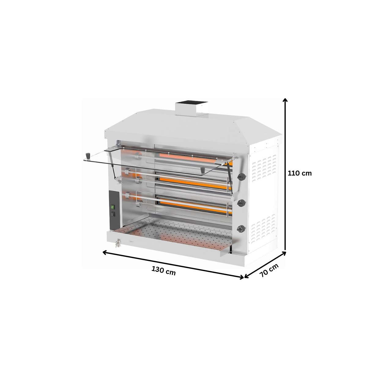 Rotisor profesional pe gaz cu 5 tepuse, 12-15 pui - 4