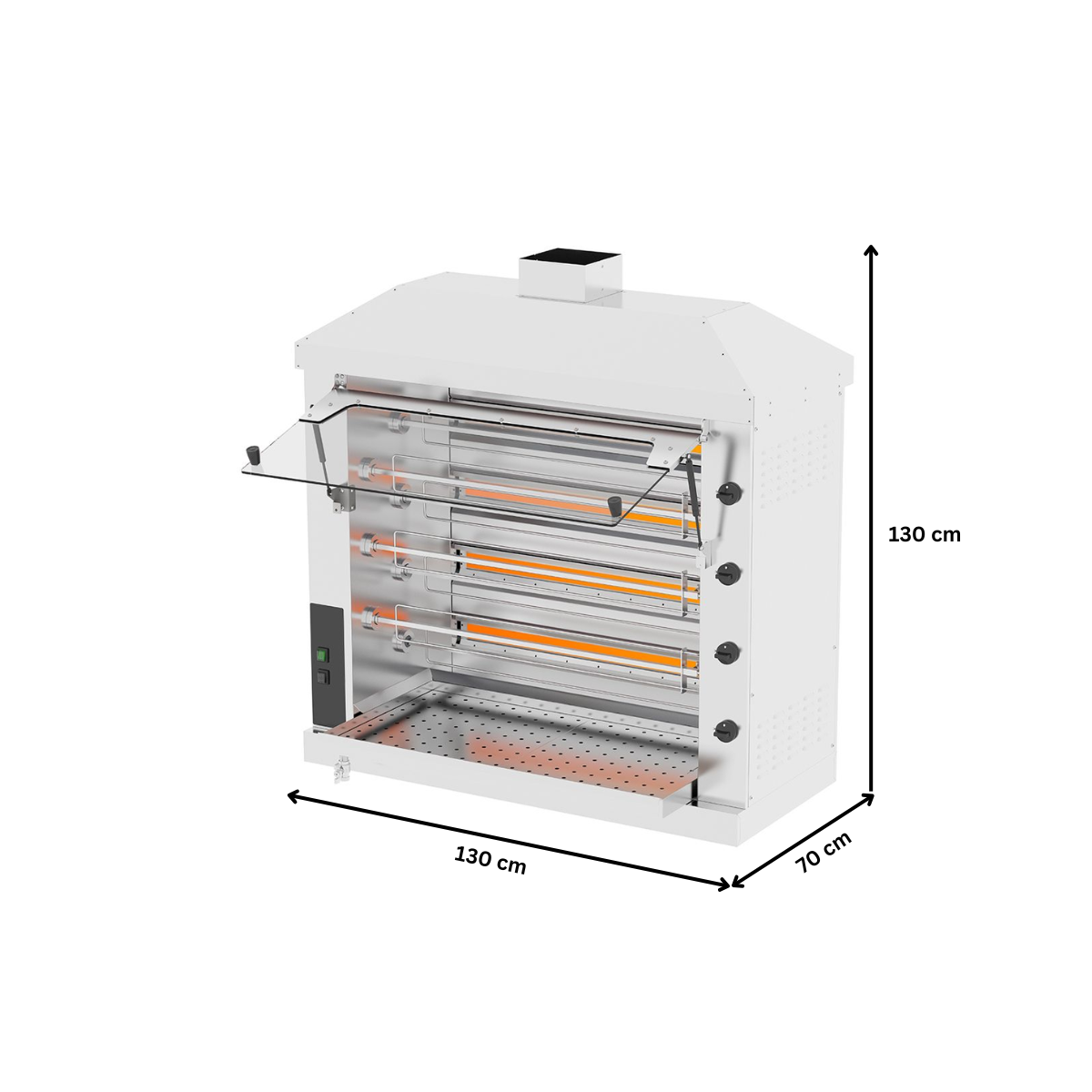 Rotisor profesional pe gaz cu 7 tepuse, 16-20 pui - 4