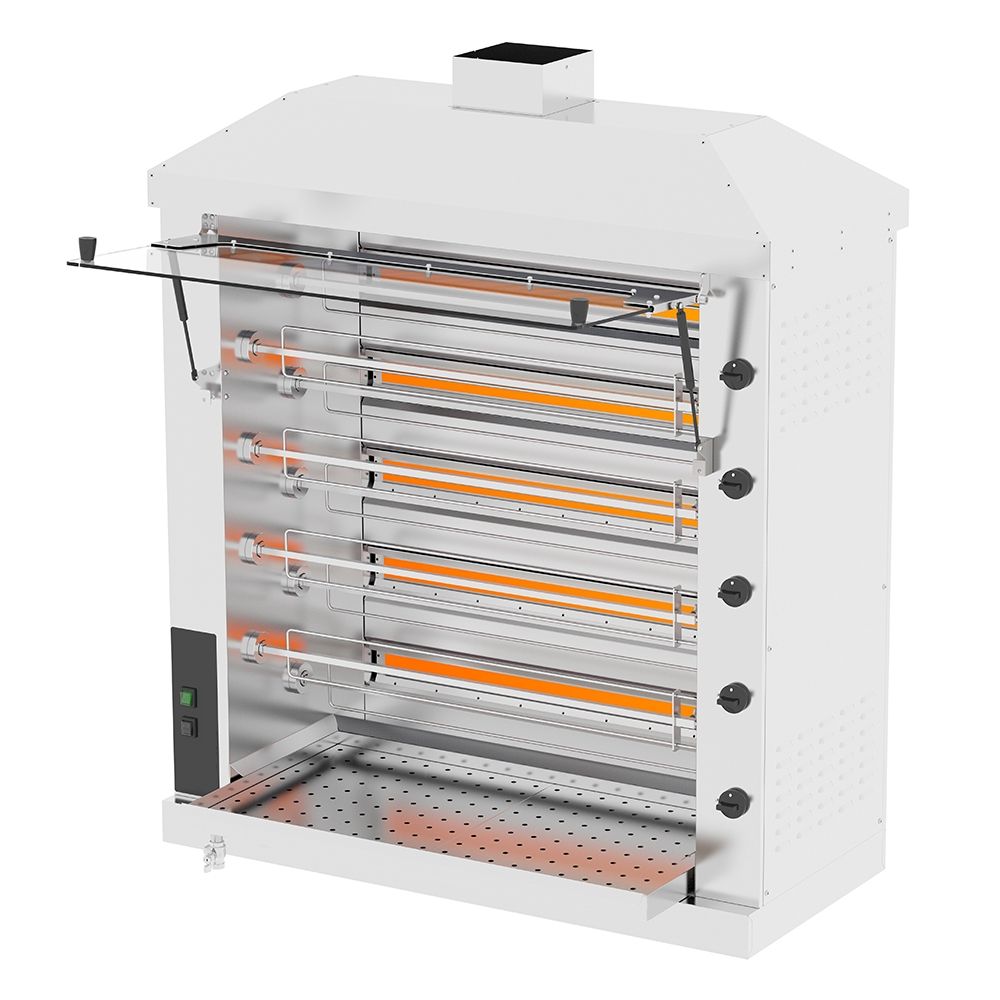 Rotisor profesional pe gaz cu 9 tepuse, 20-25 pui - 0