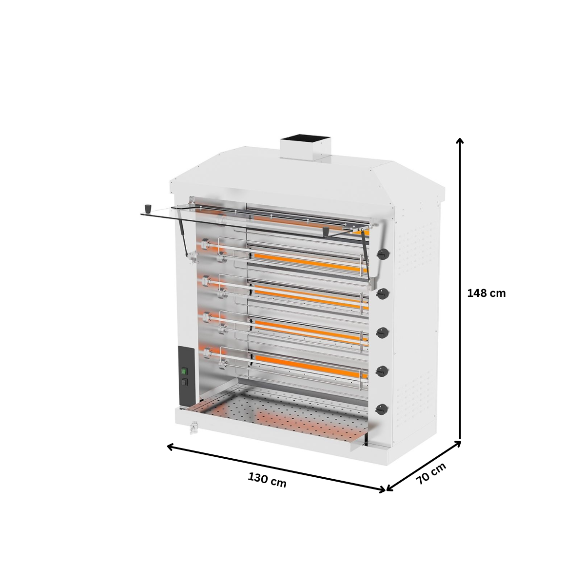 Rotisor profesional pe gaz cu 9 tepuse, 20-25 pui - 3