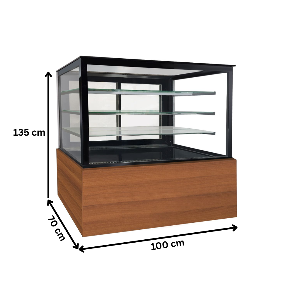Vitrina neutra orizontala, decor lemn A333-BERGAMA, geam drept, 100 cm - 3