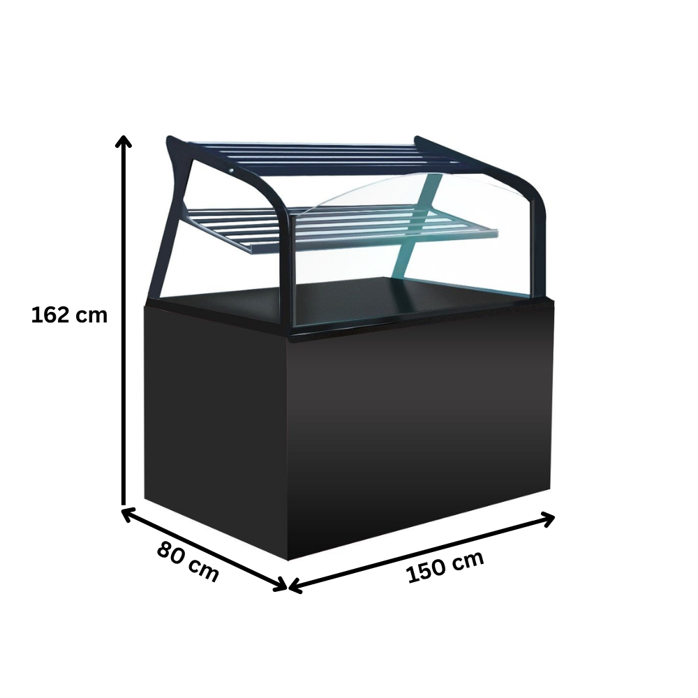 Vitrina neutra orizontala, RAL9005-NEGRU, geam drept, 150 cm - 3