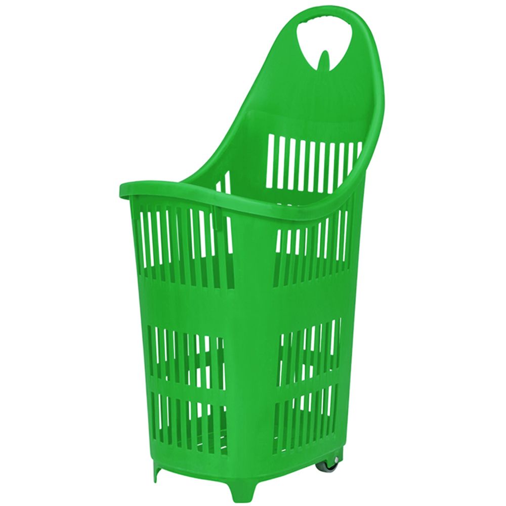 Cos supermarket cu roti 70 litri - Verde - 0