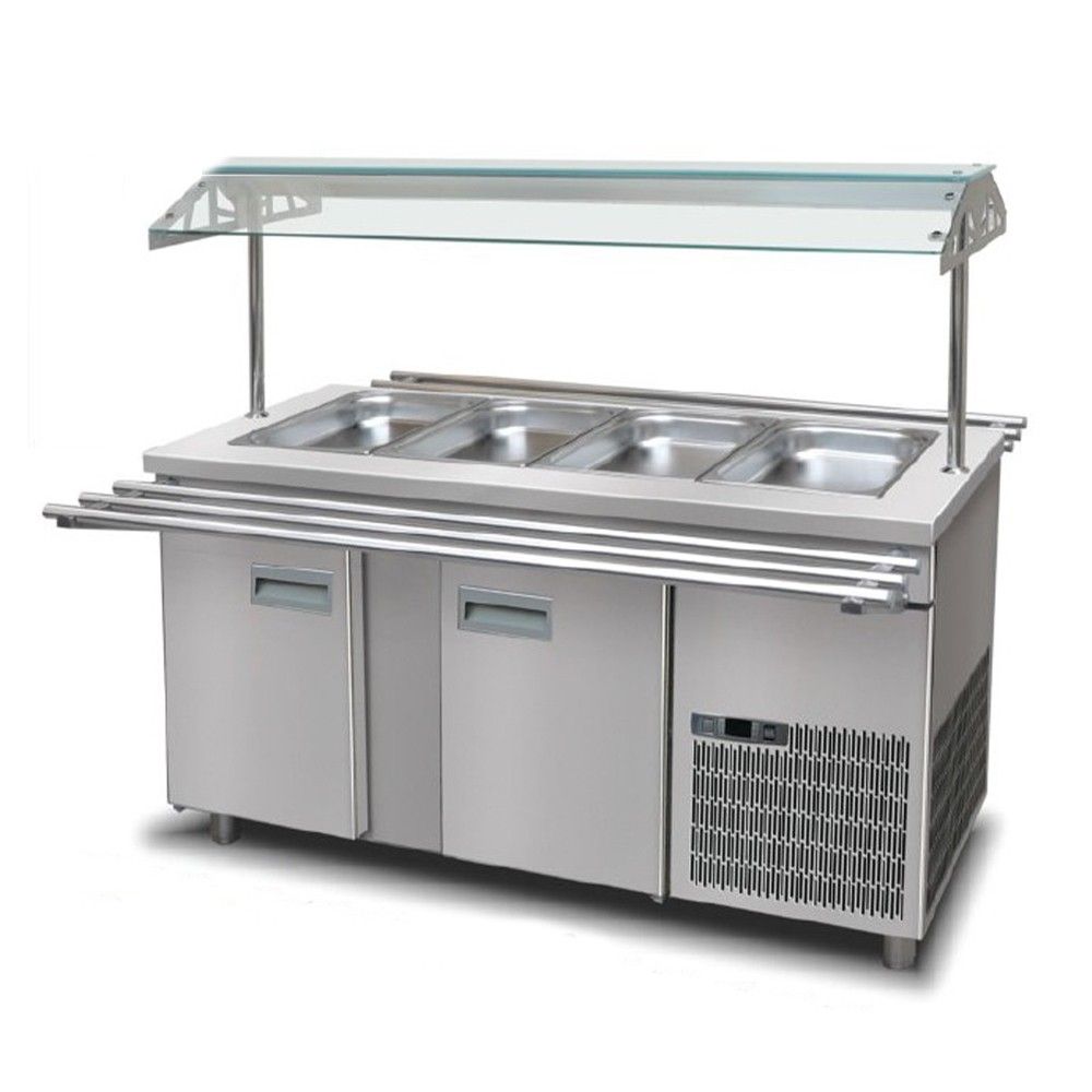 Salad bar, inox, 4*1/1 GN, racire ventilata, 155*90*85/131 cm - 0