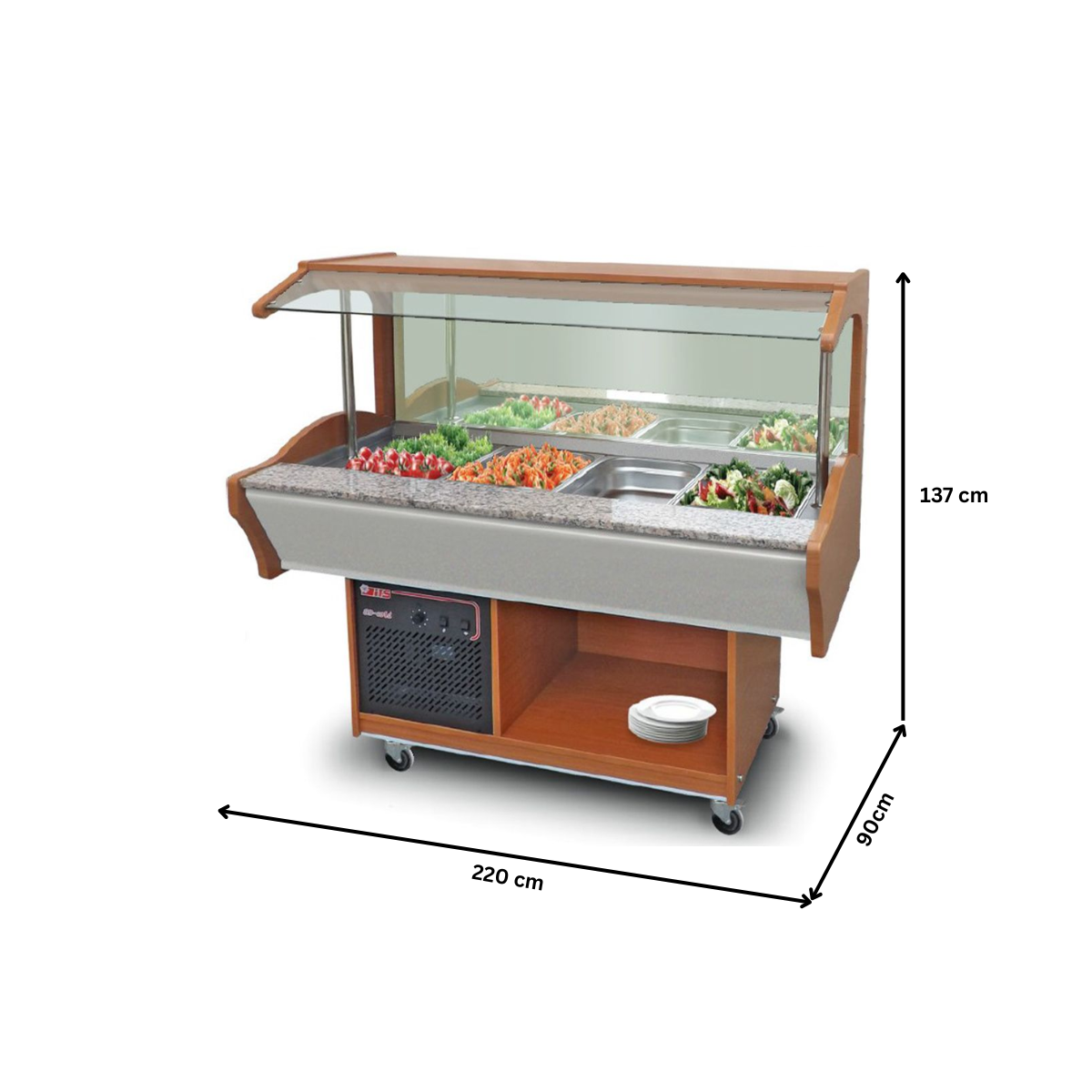 Unitate mixta de perete salad bar si bain marie 2+2*1/1 gn - 2