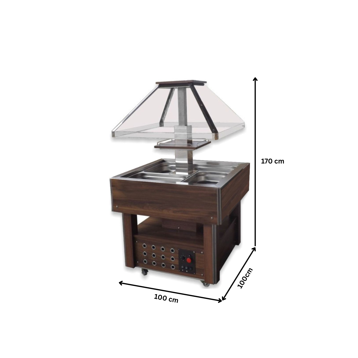 Salad bar, inox, 4*1/1 GN, racire ventilata, 100*100*135/170 cm - 3