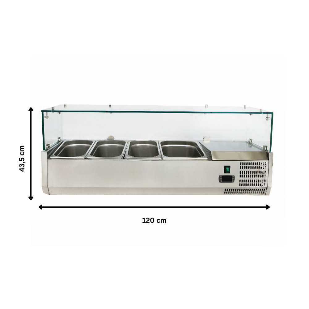 Vitrina ingrediente, inox, 3 cuve GN1/3 + 1 cuva GN1/2, 120*39.5*43.5 cm - 4
