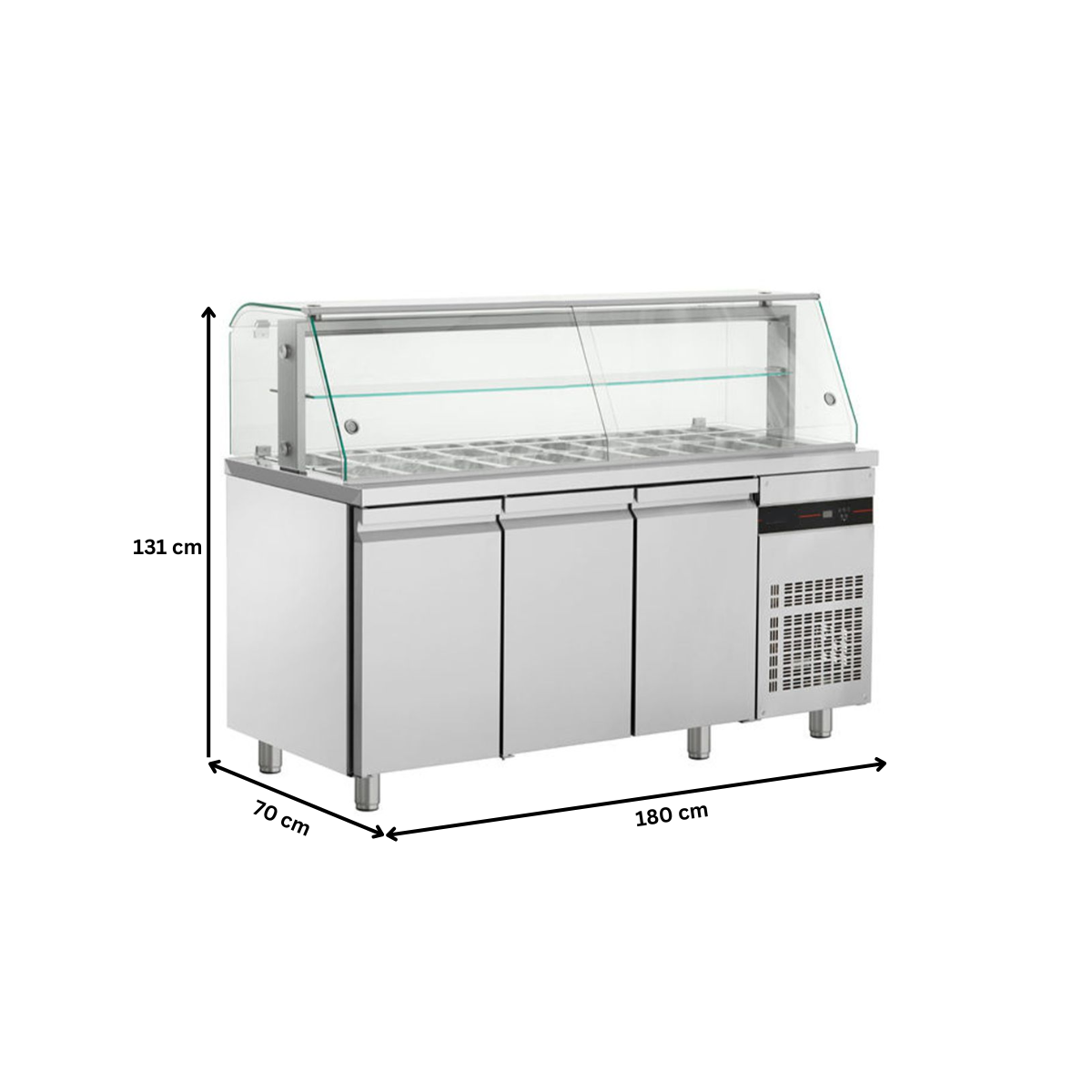 Salad bar 20 GN 1/4 cu 3 usi si geam panoramic, 421 lt. - 9