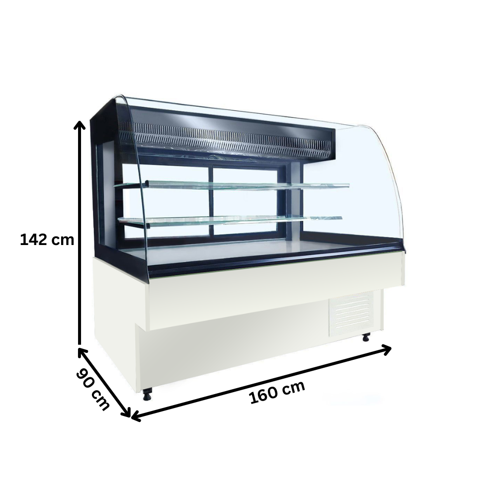 Vitrina frigorifica orizontala, cofetarie, D129-ALB PERLAT, geam curbat, statica, 160 cm - 13