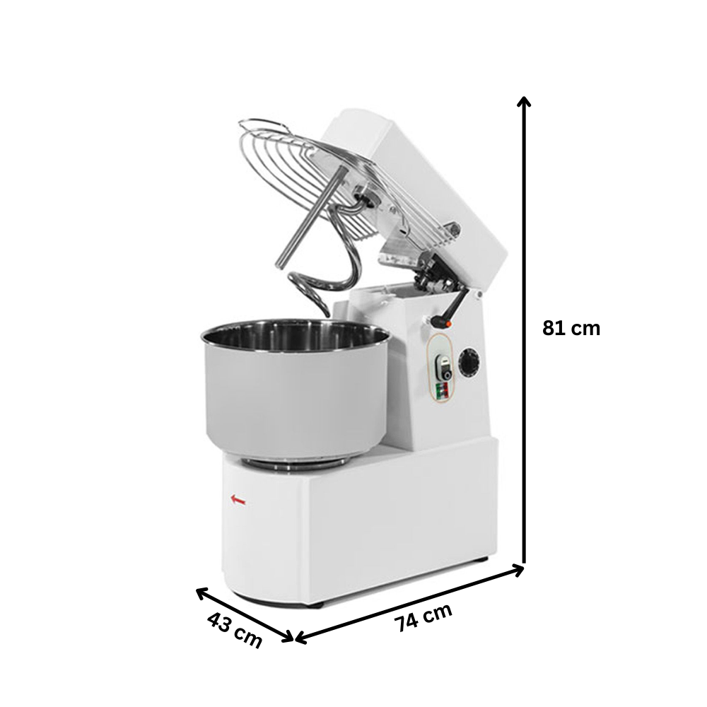 Malaxor aluat RESTO ITALIA, 25 kg, cu cap rabatabil, cuva detasabila, 2 viteze, motor trifazic, 43*74*81 cm - 2