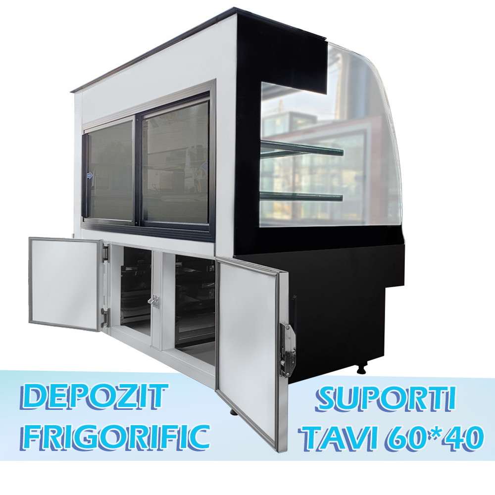 Vitrina frigorifica orizontala, cofetarie, RAL5018-TURCOAZ, geam curbat, statica, 130 cm - 1