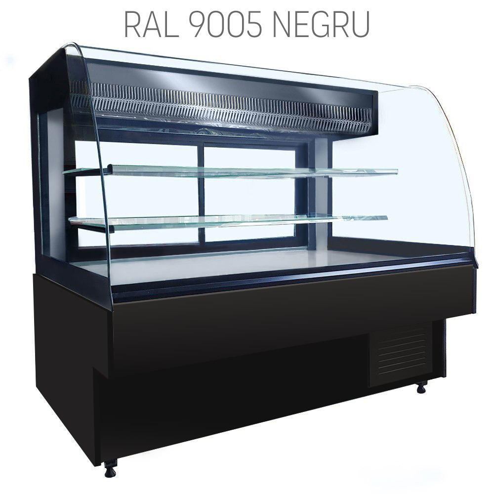 Vitrina frigorifica orizontala, cofetarie, RAL5018-TURCOAZ, geam curbat, statica, 130 cm - 4