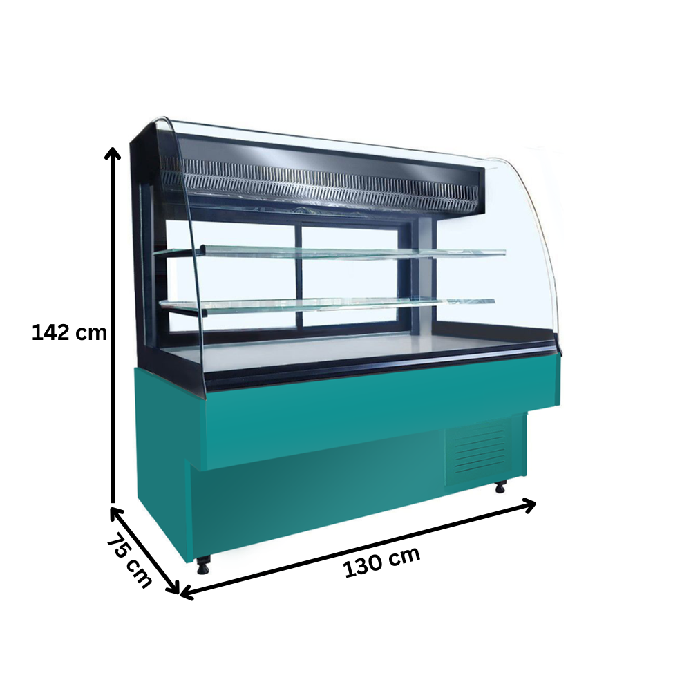 Vitrina frigorifica orizontala, cofetarie, RAL5018-TURCOAZ, geam curbat, statica, 130 cm - 7