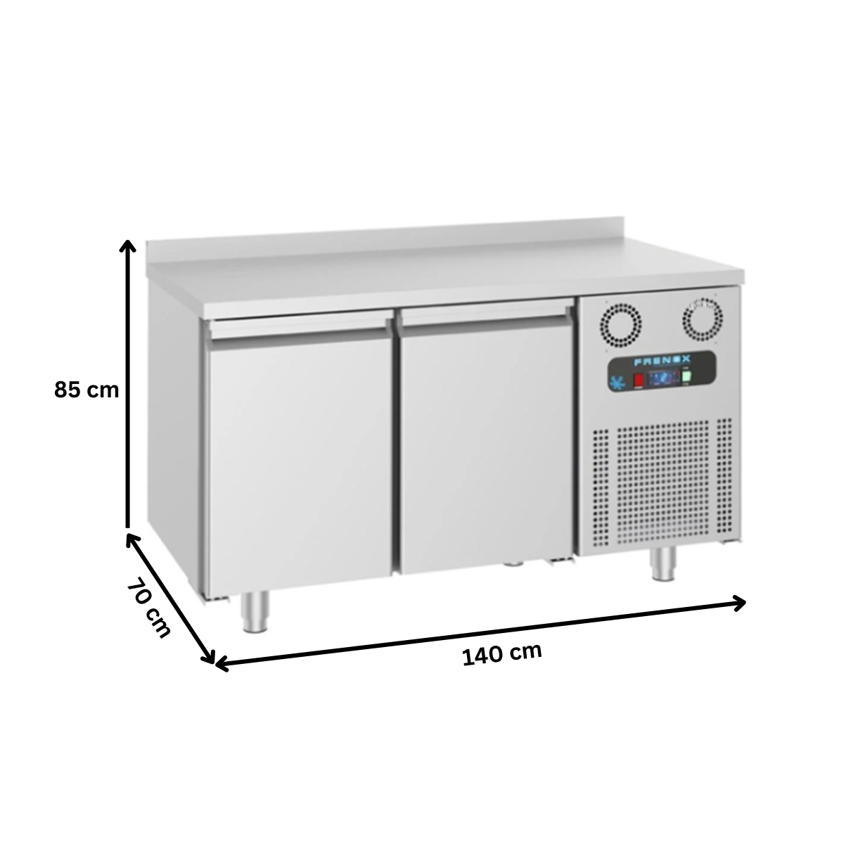 Masa rece FRENOX, profesionala, Eficenta Energetica, inox, 2 usi, 281 lt, 140*70*85 cm - 3