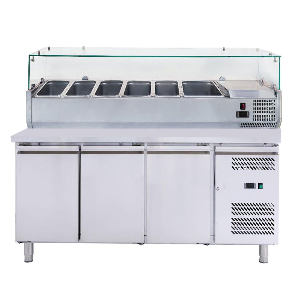 Masa rece cu 3 usi + Vitrina ingrediente 1,5 m cu 5 cuve GN1/3 + 1 cuva GN1/2 - 0