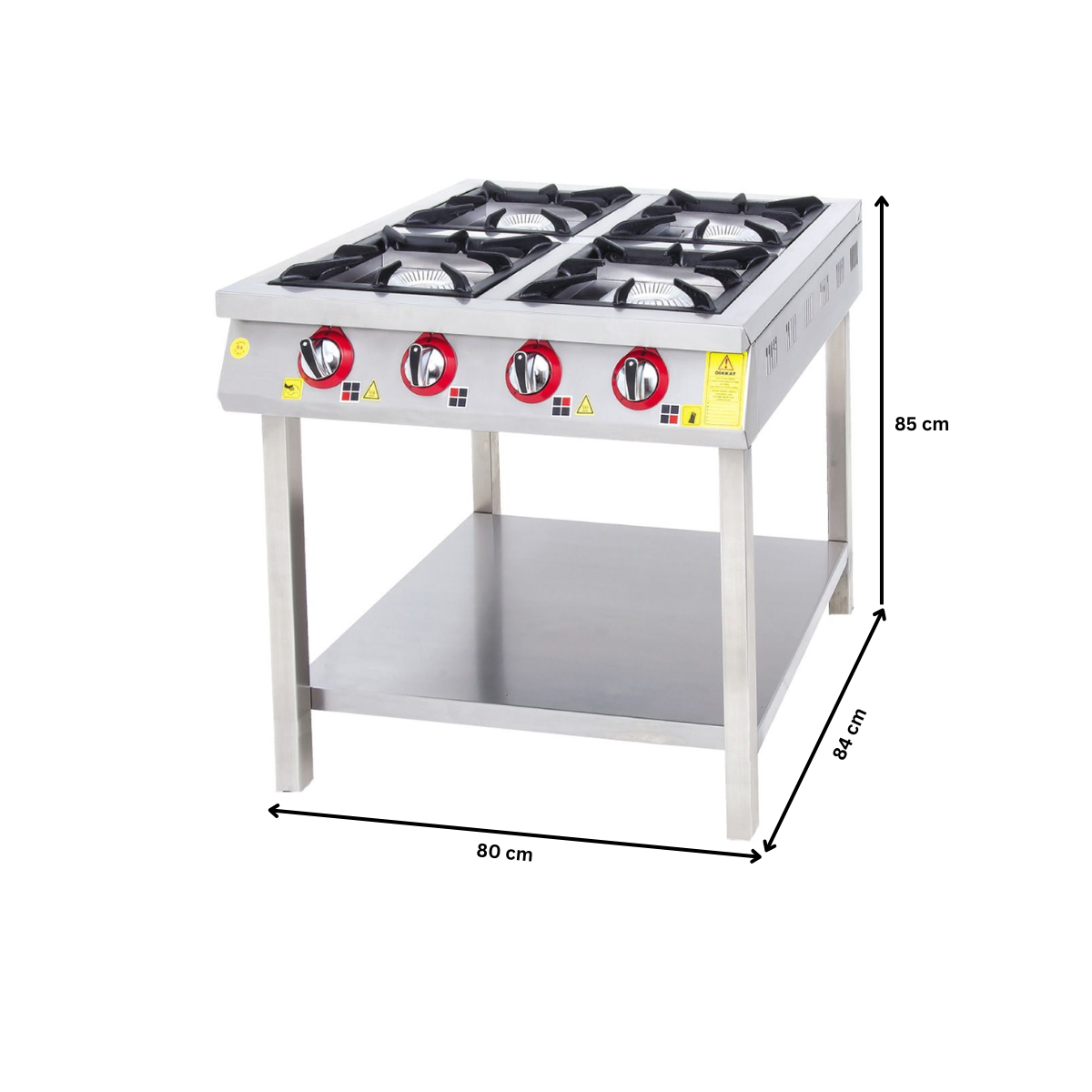 Masina de gatit pe gaz, inox, cu 4 arzatoare, suport podea, 80*84*85 cm - 1